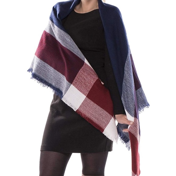 Oversized Red Multi SHAWL PLAID Woman’s Scarf *NWT - Picture 2 of 4